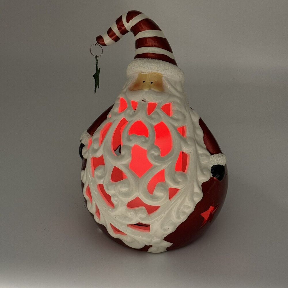 Home Reflections QVC 7.5" Santa With‎ Flameless Color Changing Candle With Box
